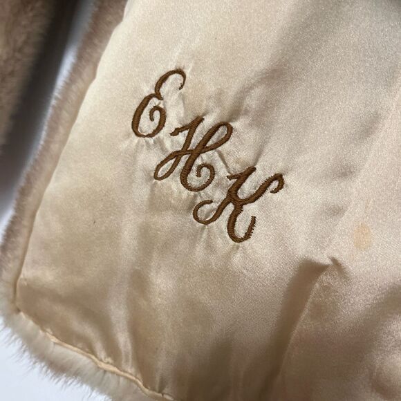 Vintage Aeolian Mink Fur Stole – EMBA Natural Taupe – Lined & Monogrammed - Picture 8 of 11